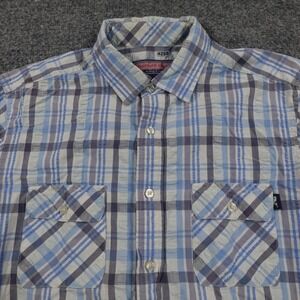 Vineyard Vines Shirt Men L Blue White Plaid Island Button Up Cotton Whale 14258